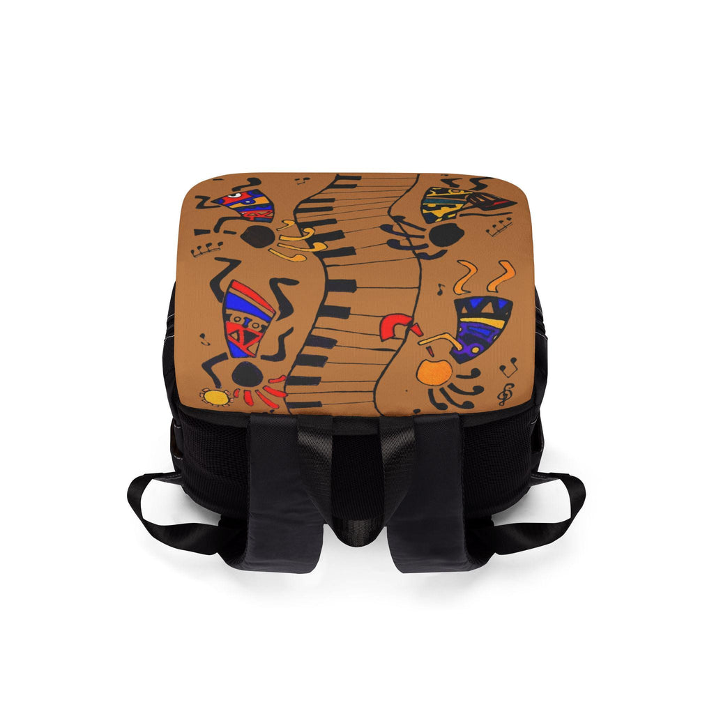 Afro Music Cartoon Backpack, Handcrafted Unisex Shoulder Bag for Casual Use
