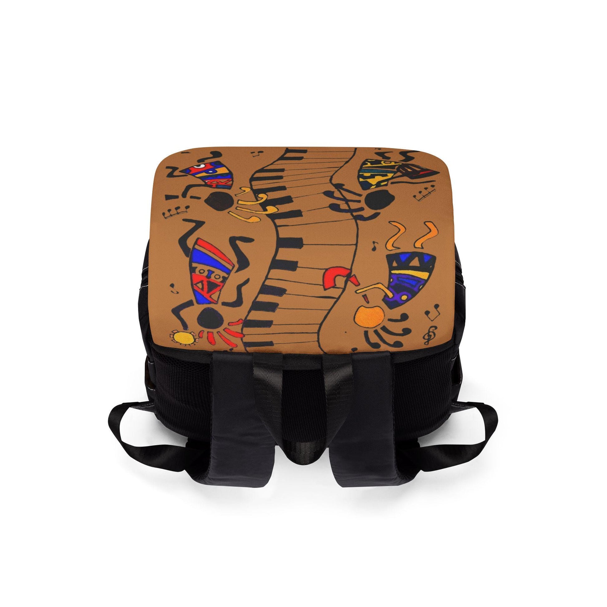 Afro Music Cartoon Backpack, Handcrafted Unisex Shoulder Bag for Casual Use