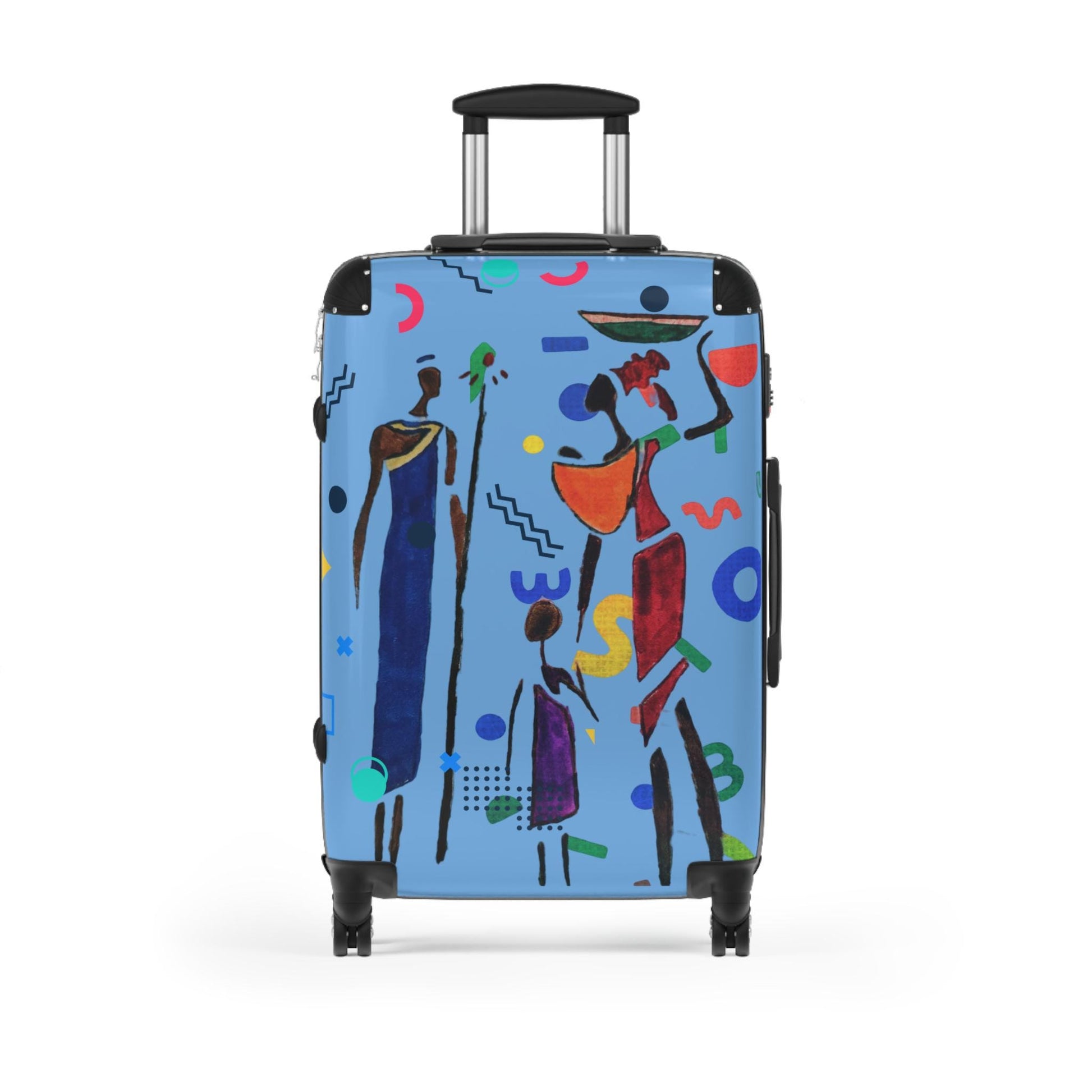 Cartoon Afro Family Suitcase, Handcrafted Doodles, Kid's Luggage, Travel Bag