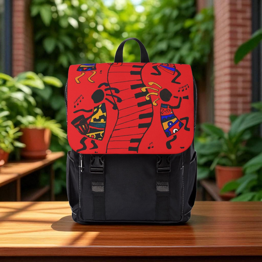 Afro Music Cartoon Backpack, Handcrafted Unisex Shoulder Bag for Casual Use