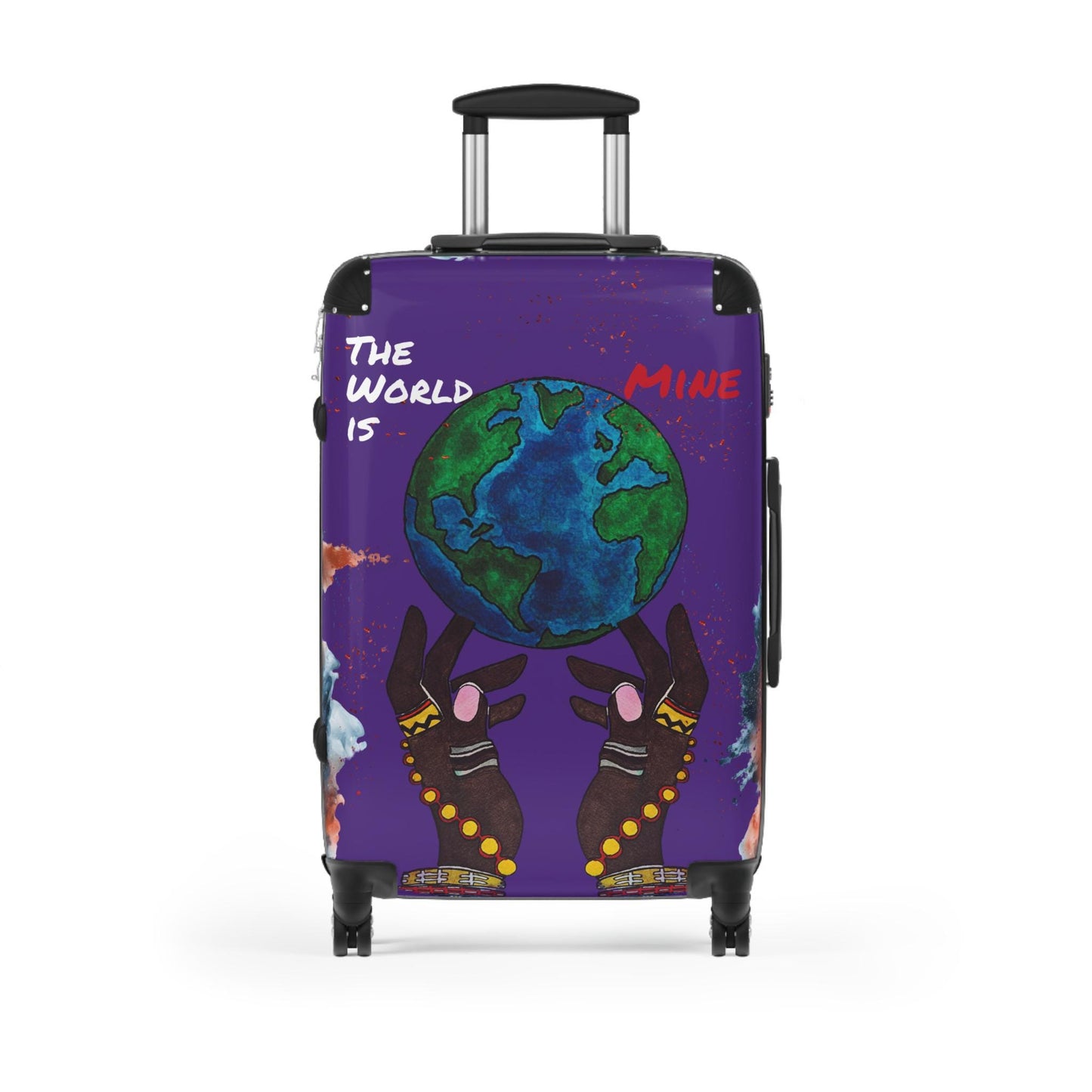 Handcrafted Afro Galactic Art Suitcase, Travel Luggage, African Inspired Carry-On Bag