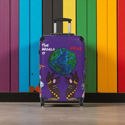 Handcrafted Afro Galactic Art Suitcase, Travel Luggage, African Inspired Carry-On Bag