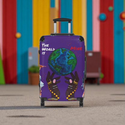 Handcrafted Afro Galactic Art Suitcase, Travel Luggage, African Inspired Carry-On Bag