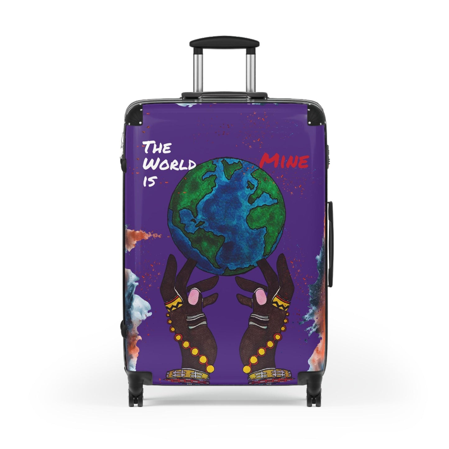 Handcrafted Afro Galactic Art Suitcase, Travel Luggage, African Inspired Carry-On Bag