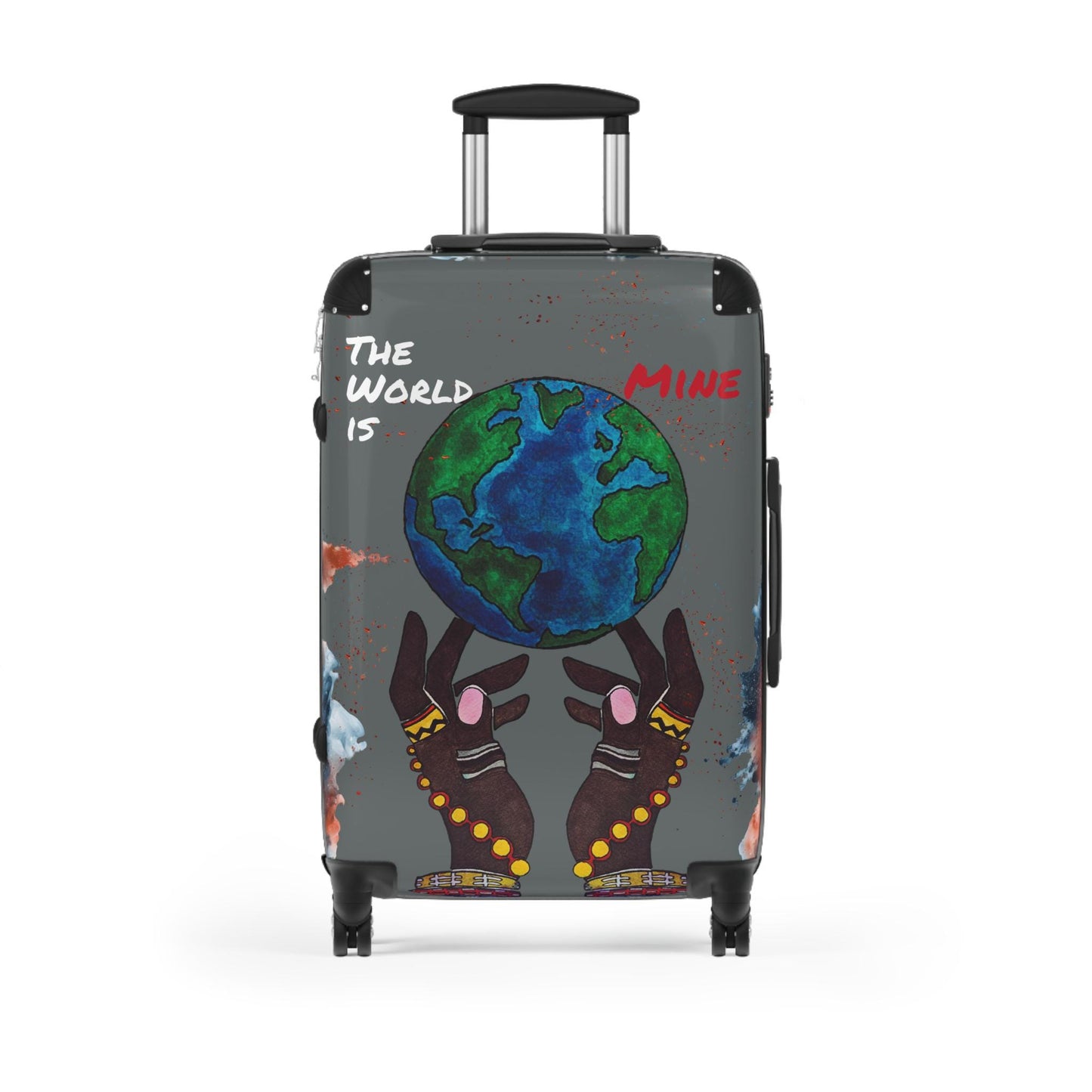 Handcrafted Afro Galactic Art Suitcase, Travel Luggage, African Inspired Carry-On Bag