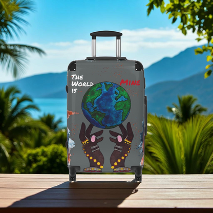 Handcrafted Afro Galactic Art Suitcase, Travel Luggage, African Inspired Carry-On Bag