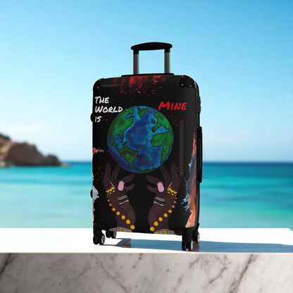 Handcrafted Afro Galactic Art Suitcase, Travel Luggage, African Inspired Carry-On Bag