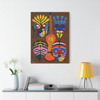 Tribal Mask Canvas, Singing Mask Painting, Wall Art Decor, Home Office Decoration
