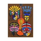 Tribal Mask Canvas, Singing Mask Painting, Wall Art Decor, Home Office Decoration