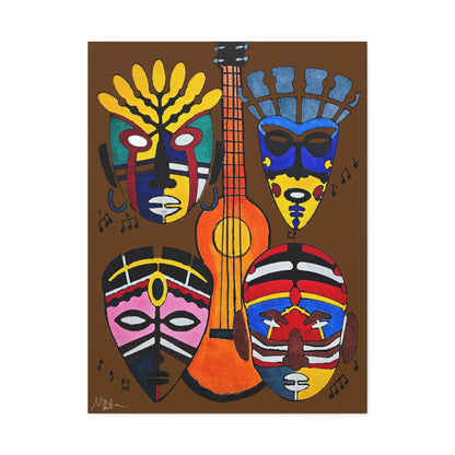 Tribal Mask Canvas, Singing Mask Painting, Wall Art Decor, Home Office Decoration