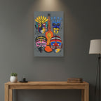 Canvas Wall Art, Tribal Mask Painting, Singing Mask Home Decor