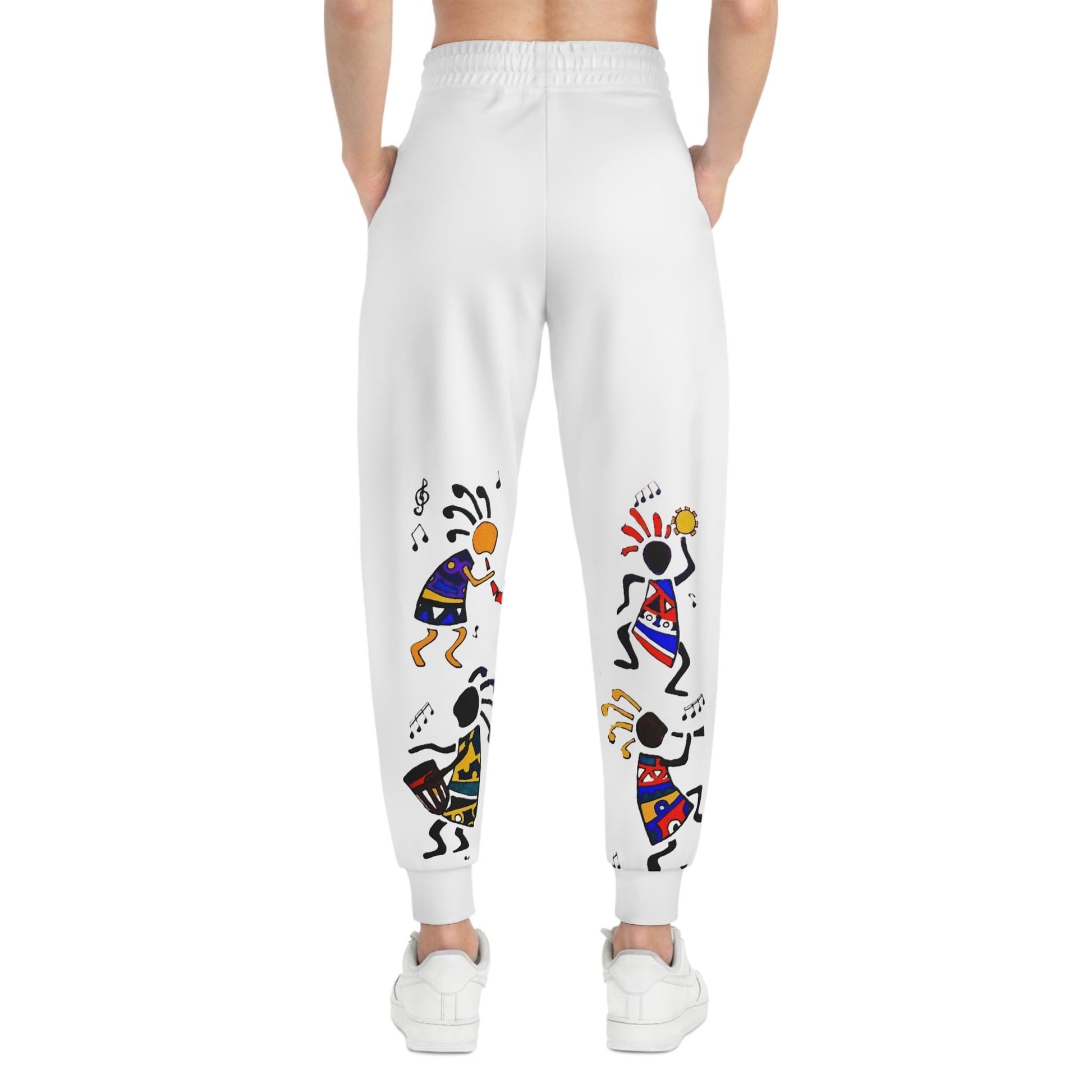 Handcrafted Afro Music Cartoon Art Athletic Joggers, Unisex Sweatpants