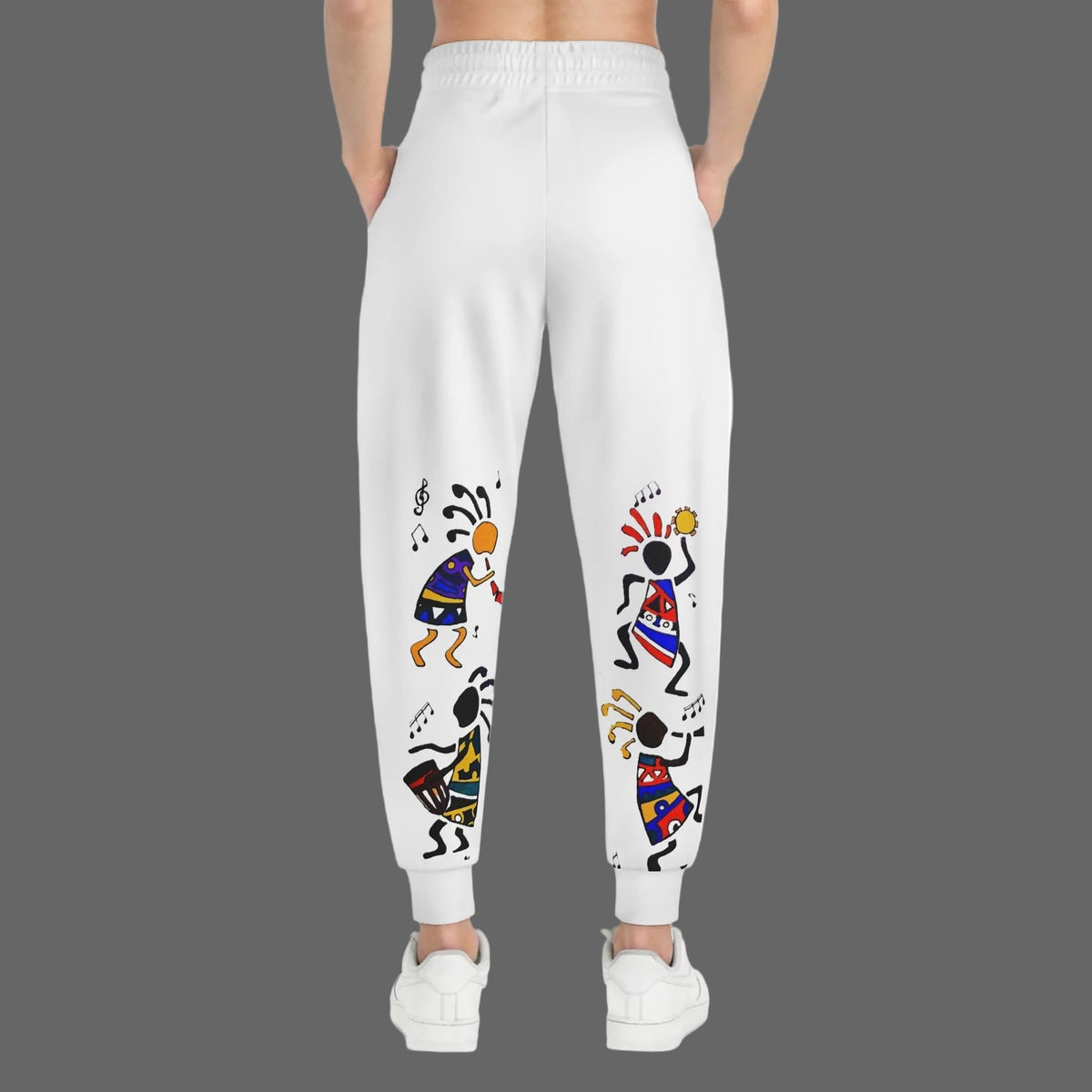 Handcrafted Afro Music Cartoon Art Athletic Joggers, Unisex Sweatpants