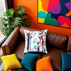 Ethnic Family Doodle Spun Polyester Square Pillow - Handcrafted Accent Throw Cushion Printify