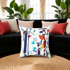 Ethnic Family Doodle Spun Polyester Square Pillow - Handcrafted Accent Throw Cushion Printify