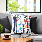 Ethnic Family Doodle Spun Polyester Square Pillow - Handcrafted Accent Throw Cushion Printify