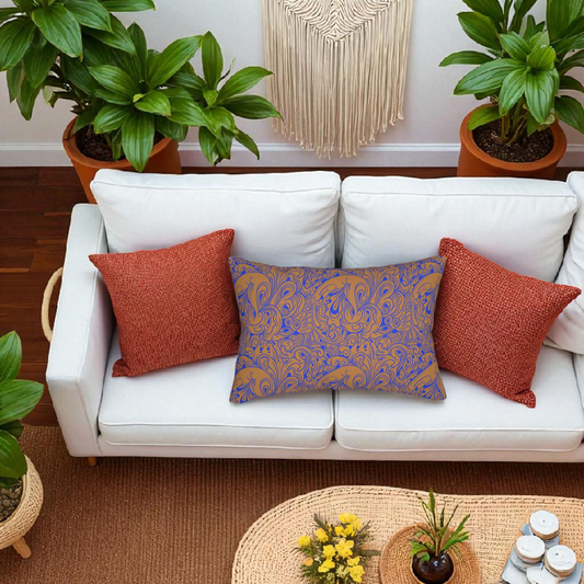 Floral Spun Polyester Pillow, Home Decor Cushion, Botanical Lumbar Throw
