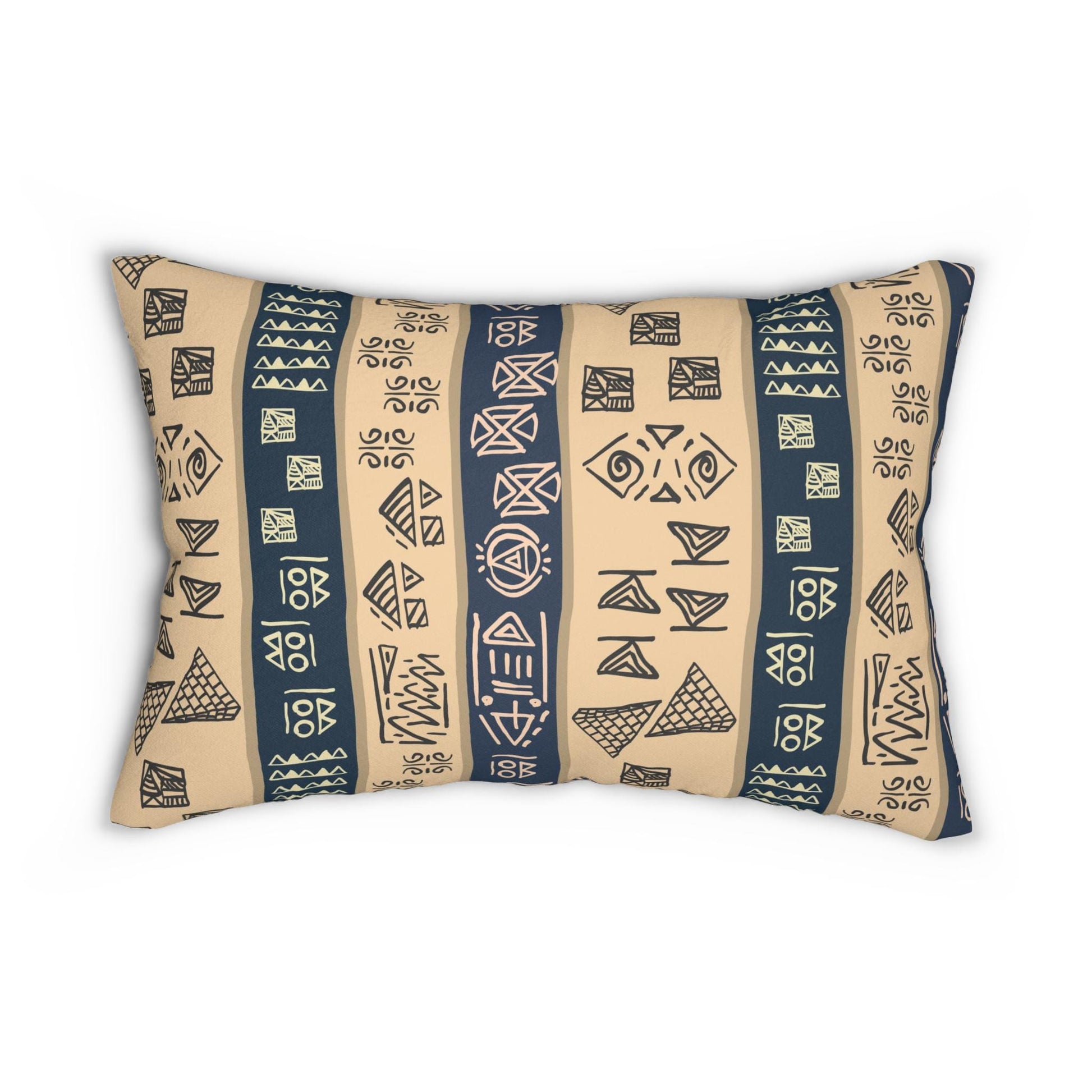 Tribal Spun Polyester Pillow, Decorative Cushion, Boho Throw Pillow, Ethnic Pattern Lumbar Pillow