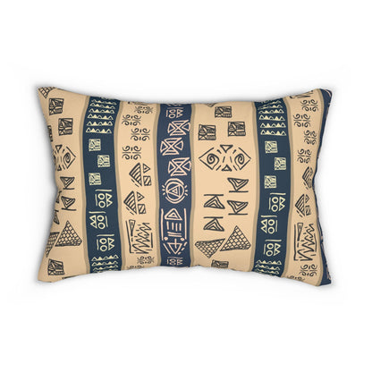 Tribal Spun Polyester Pillow, Decorative Cushion, Boho Throw Pillow, Ethnic Pattern Lumbar Pillow
