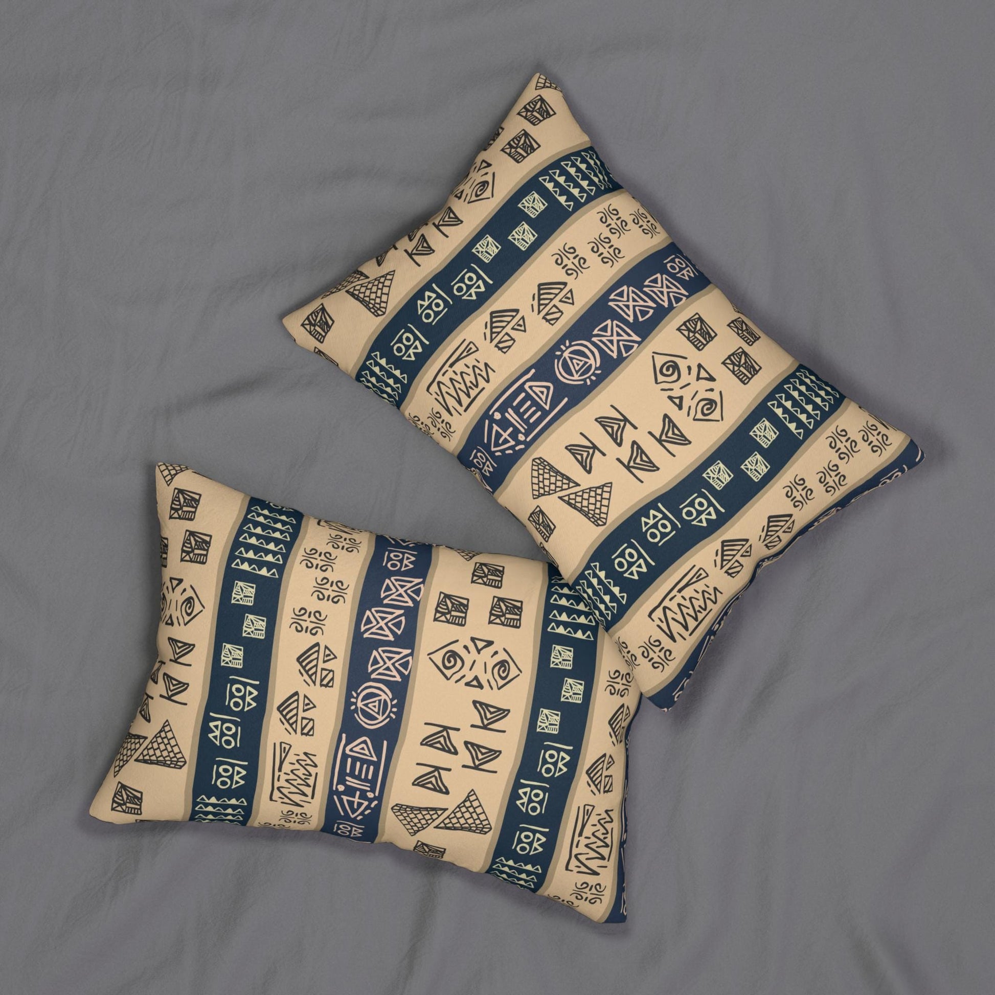 Tribal Spun Polyester Pillow, Decorative Cushion, Boho Throw Pillow, Ethnic Pattern Lumbar Pillow