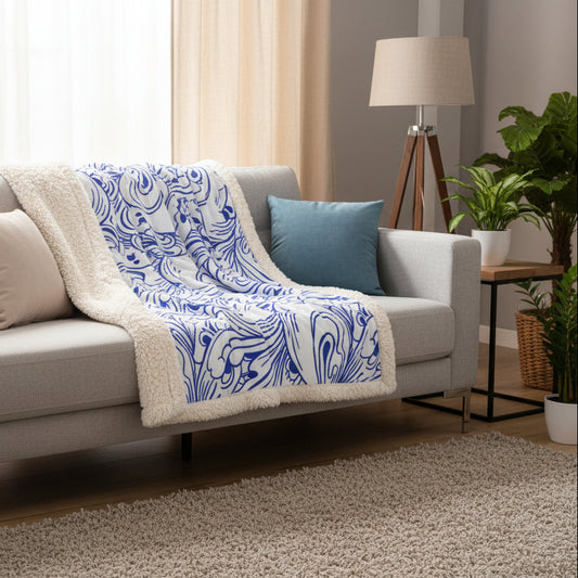 Cozy Floral Sherpa Fleece Blanket - Warm Plush Throw, Floral Pattern