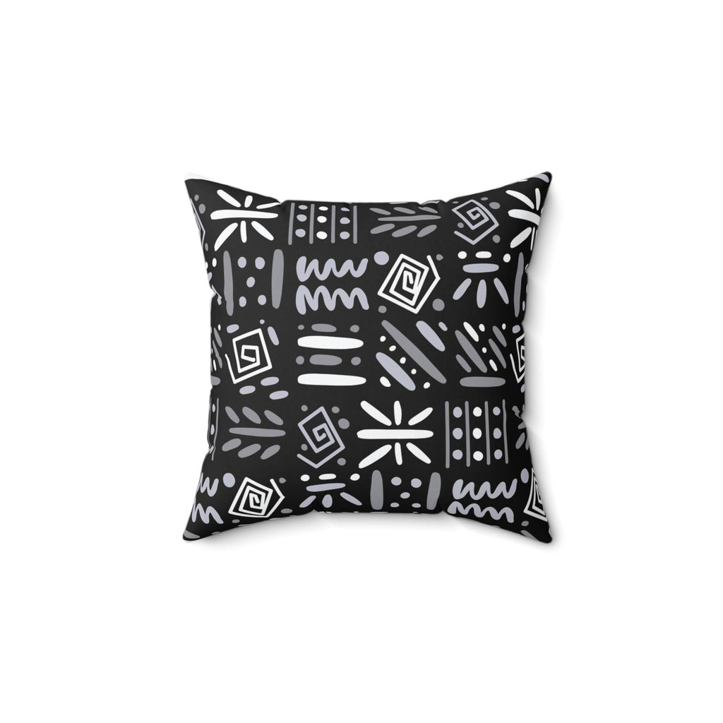 Boho Aztec Tribal Pattern Square Pillow - Double Sided Print Hidden Zipper