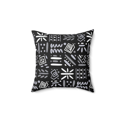 Boho Aztec Tribal Pattern Square Pillow - Double Sided Print Hidden Zipper