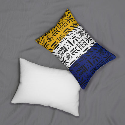 Boho Spun Polyester Lumbar Pillow with Tribal Pattern Water-resistant Hidden Zipper