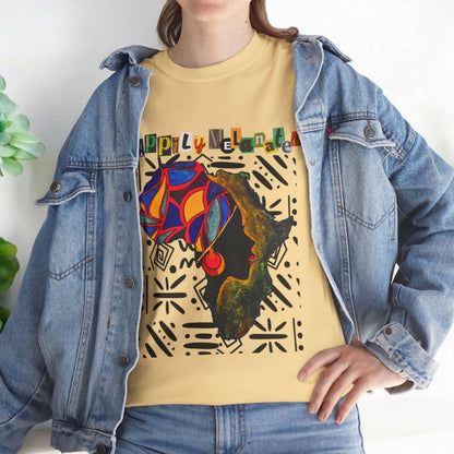 African Continent Graphic Tee, Unisex Heavy Cotton T-Shirt, Handcrafted Ethnic Design
