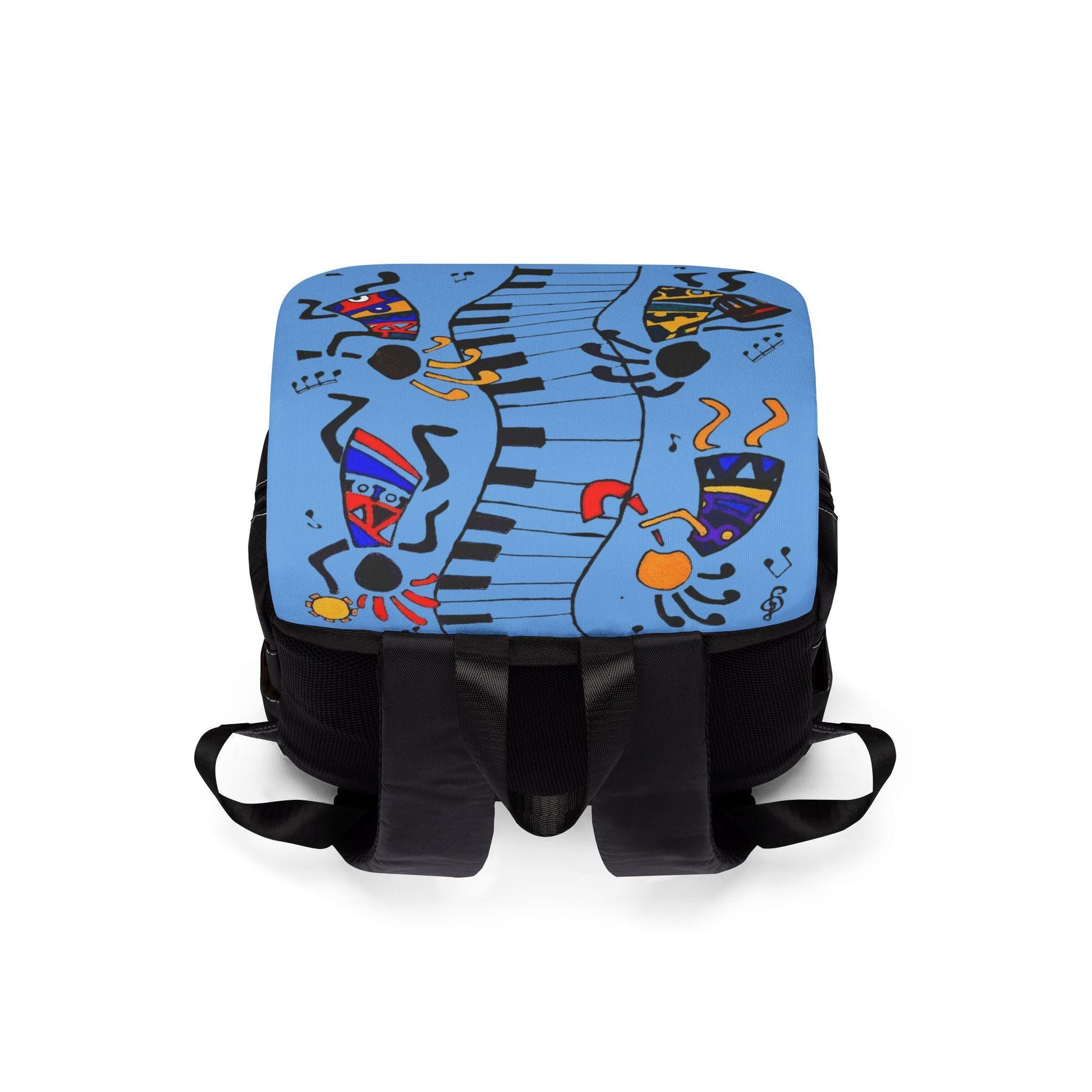 Afro Music Cartoon Backpack, Handcrafted Unisex Shoulder Bag for Casual Use