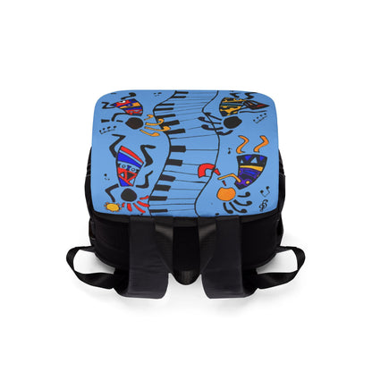 Afro Music Cartoon Backpack, Handcrafted Unisex Shoulder Bag for Casual Use