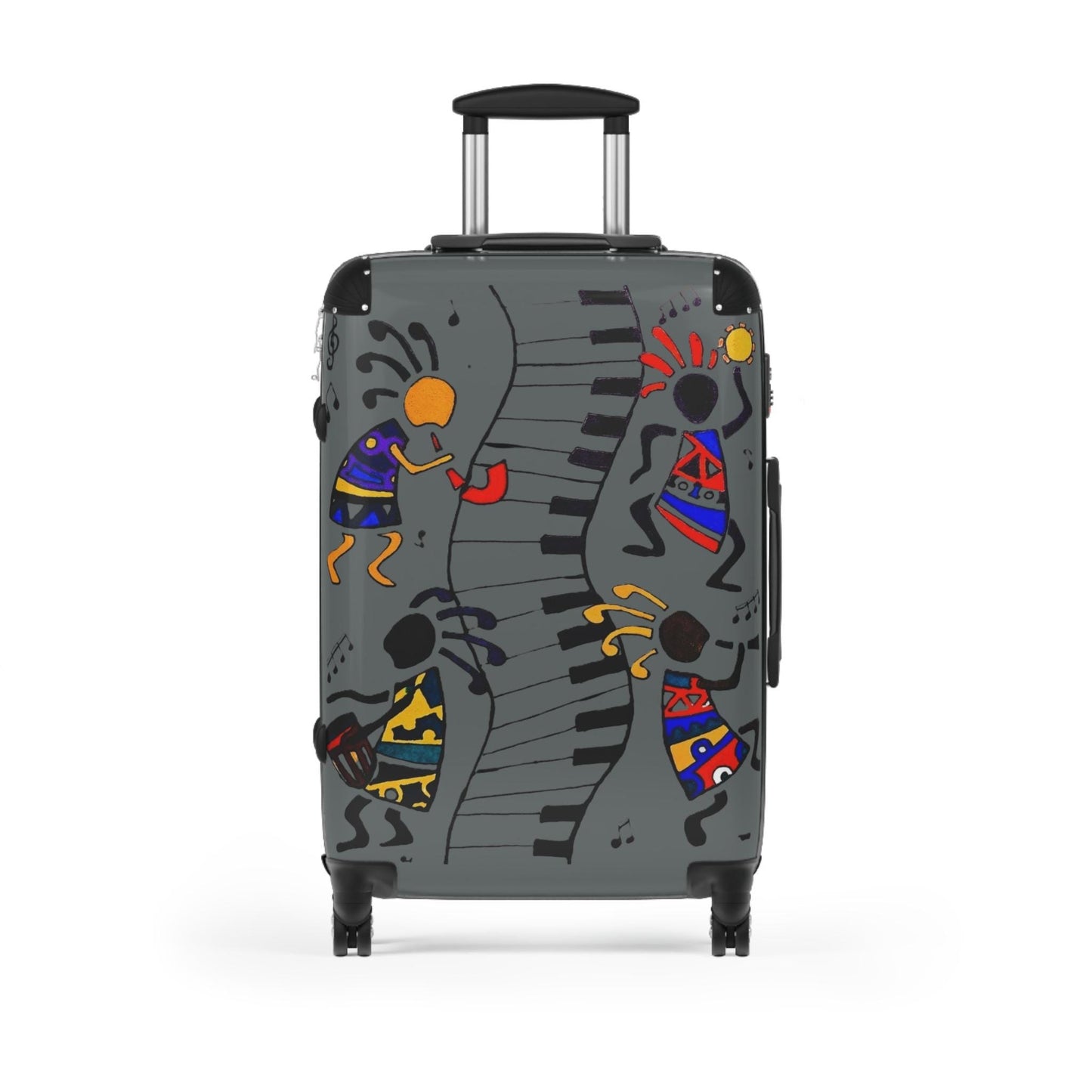 Suitcase, Afro Music Cartoon Suitcase, Handcrafted Luggage Bag, Traveler Gift