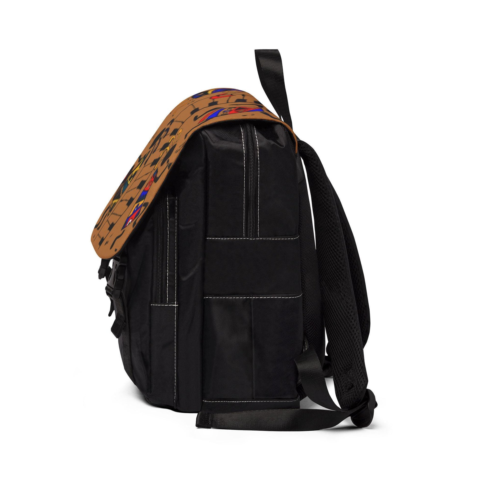 Afro Music Cartoon Backpack, Handcrafted Unisex Shoulder Bag for Casual Use