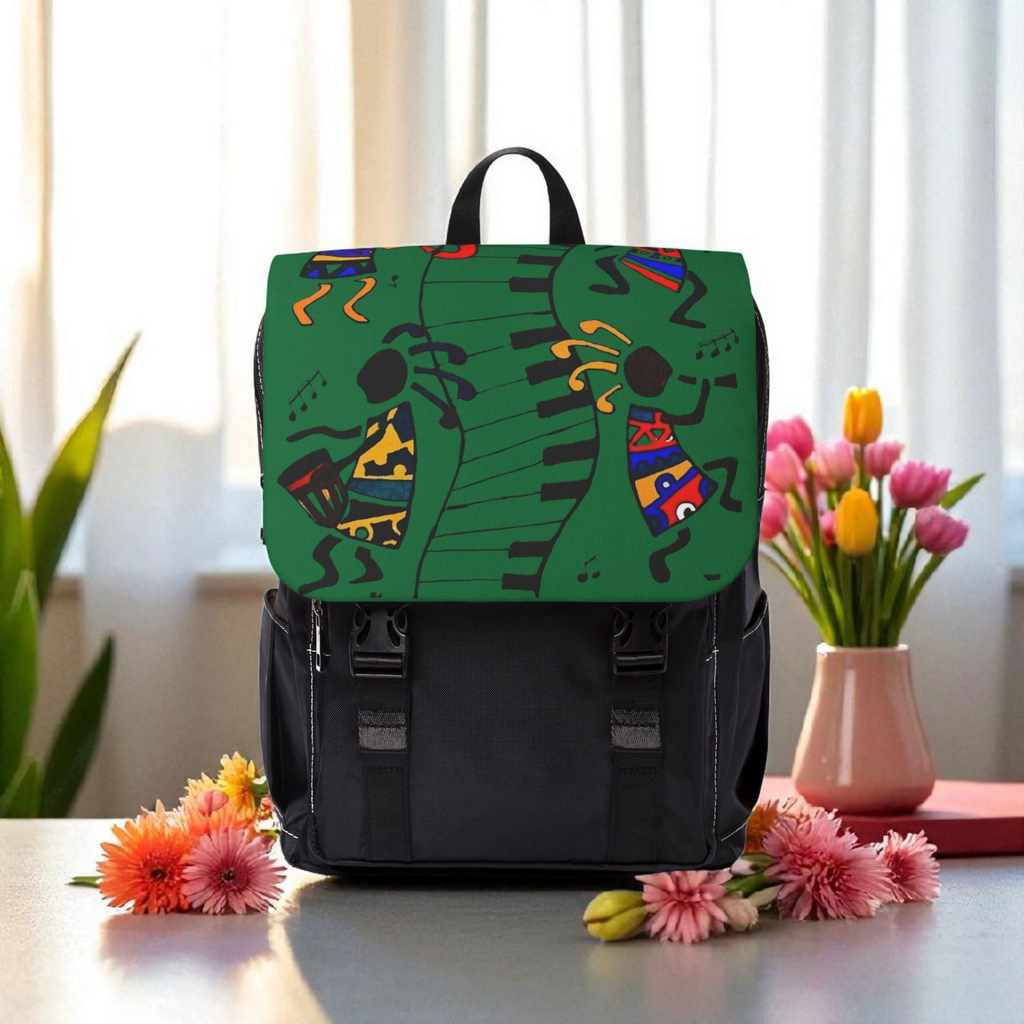 Afro Music Cartoon Backpack, Handcrafted Unisex Shoulder Bag for Casual Use Printify