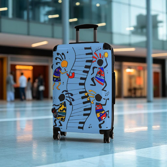 Afro Music Cartoon Suitcase, Handcrafted Luggage Bag, Traveler Gift, Unique Travel Case