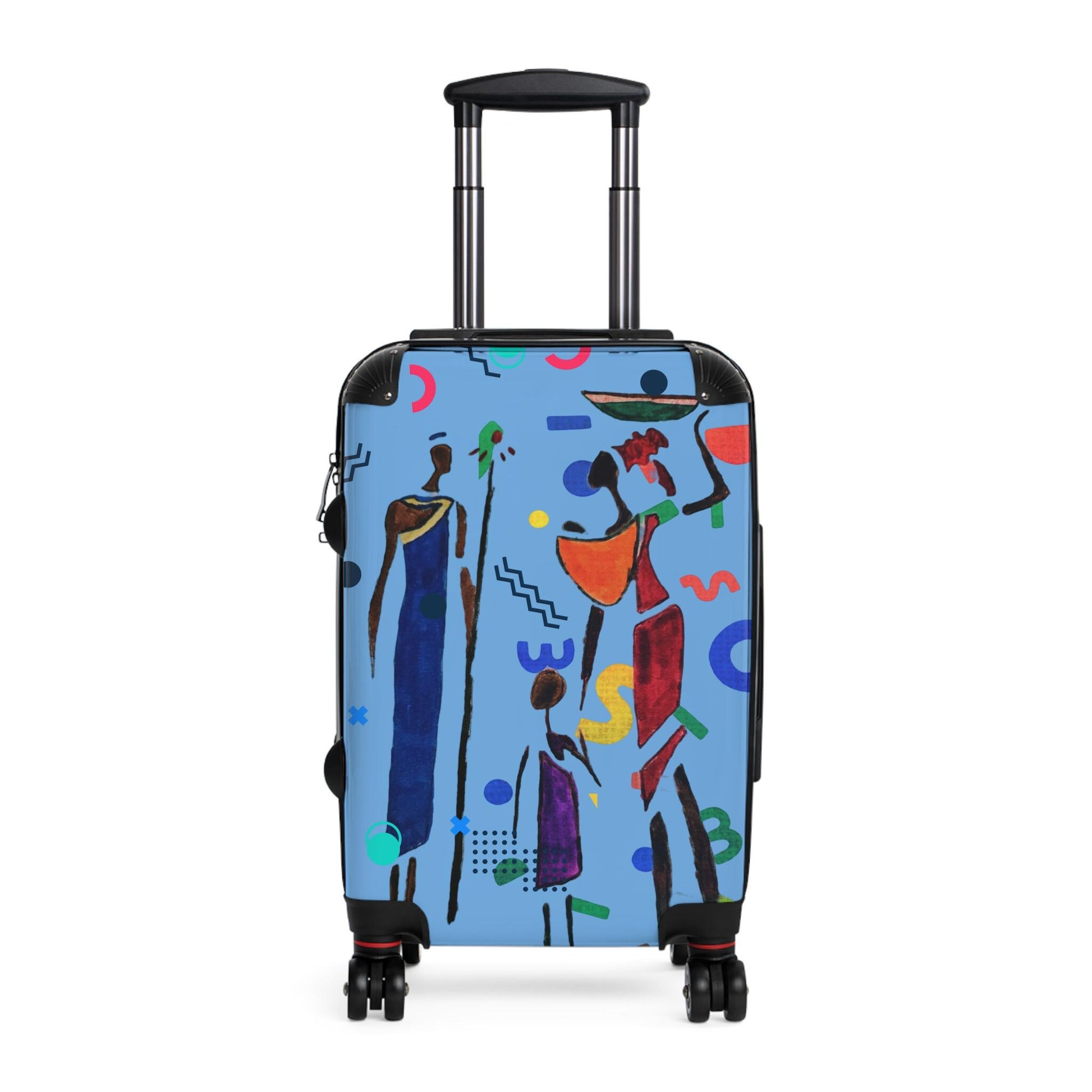 Cartoon Afro Family Suitcase, Handcrafted Doodles, Kid's Luggage, Travel Bag