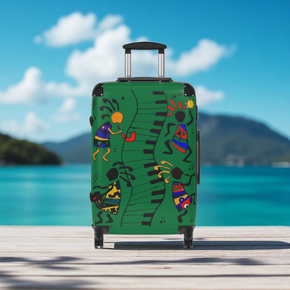 Afro Music Cartoon Suitcase, Handcrafted Luggage Bag, Traveler Gift, Unique Travel Case