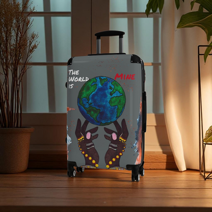 Handcrafted Afro Galactic Art Suitcase, Travel Luggage, African Inspired Carry-On Bag