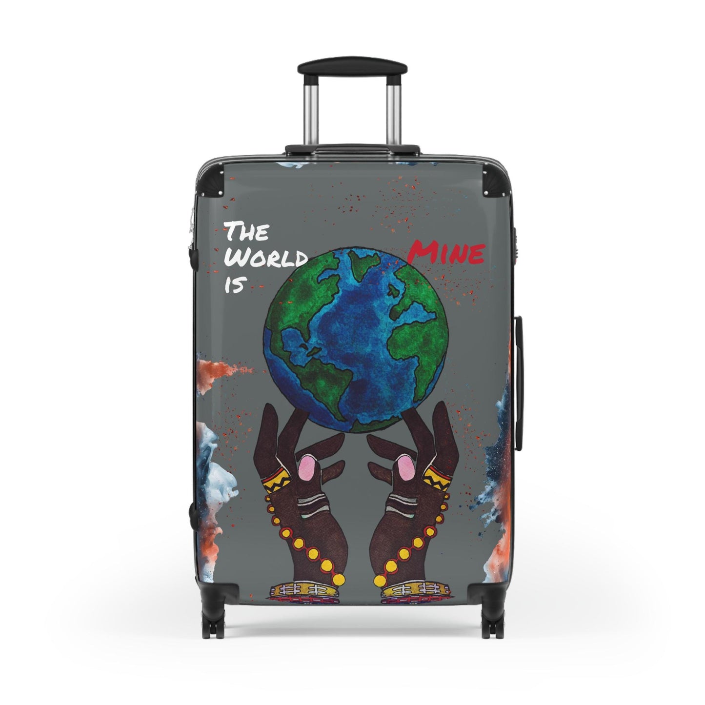 Handcrafted Afro Galactic Art Suitcase, Travel Luggage, African Inspired Carry-On Bag