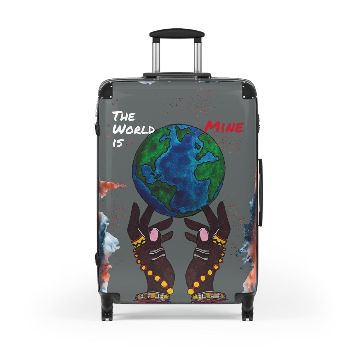 Handcrafted Afro Galactic Art Suitcase, Travel Luggage, African Inspired Carry-On Bag