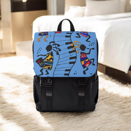 Afro Music Cartoon Backpack, Handcrafted Unisex Shoulder Bag for Casual Use