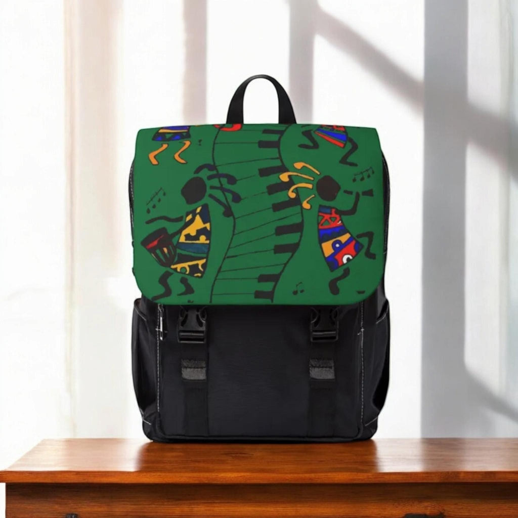 Afro Music Cartoon Backpack, Handcrafted Unisex Shoulder Bag for Casual Use