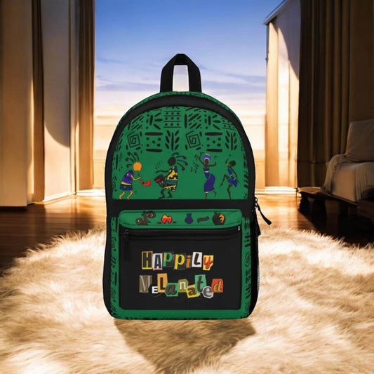 Tribal Boho Afro Music Cartoon Backpack, Handcrafted African Print Bag, Ethnic Rucksack