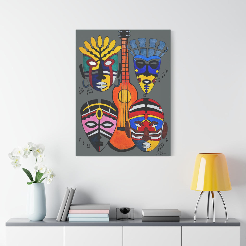Canvas Wall Art, Tribal Mask Painting, Singing Mask Home Decor