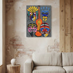 Canvas Wall Art, Tribal Mask Painting, Singing Mask Home Decor