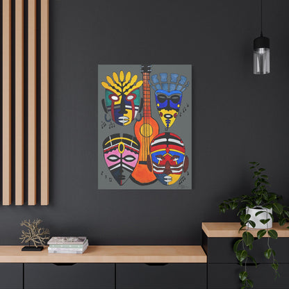 Canvas Wall Art, Tribal Mask Painting, Singing Mask Home Decor