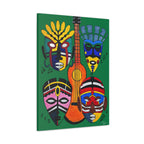 Tribal Mask Canvas, Singing Mask Painting, Wall Art Decor, Home Office Decoration