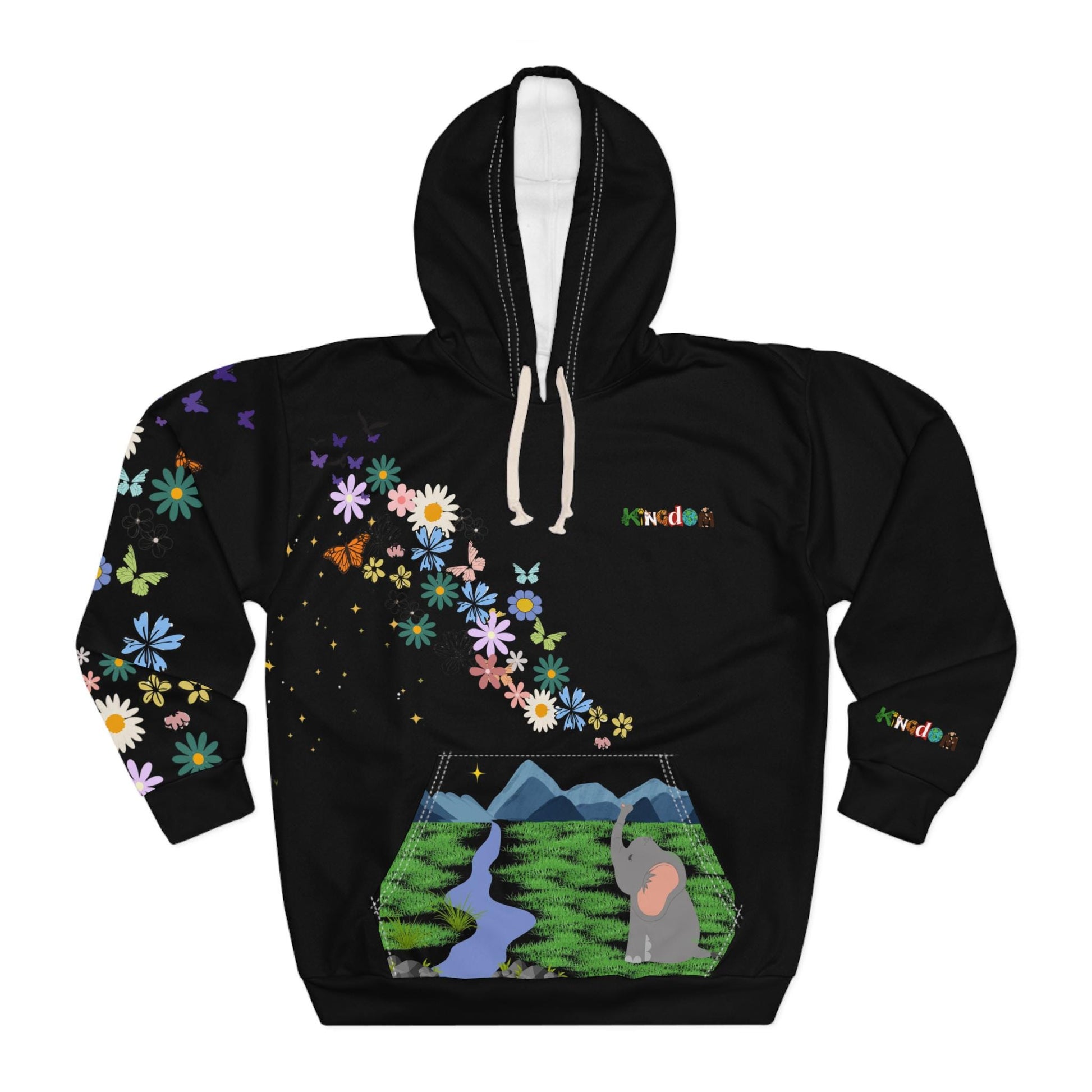 Elephant Floral Unisex Pullover Hoodie, Graphic Sweatshirt, Animal Lover Gift