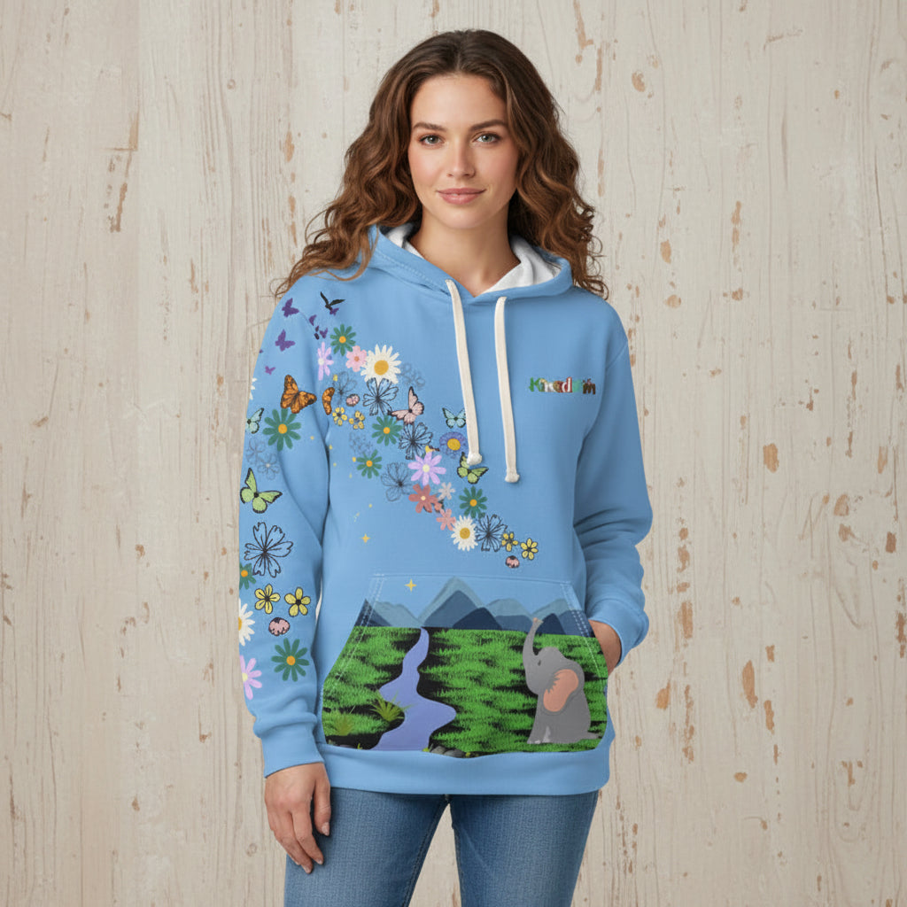 Elephant Floral Unisex Pullover Hoodie, Graphic Sweatshirt, Animal Lover Gift