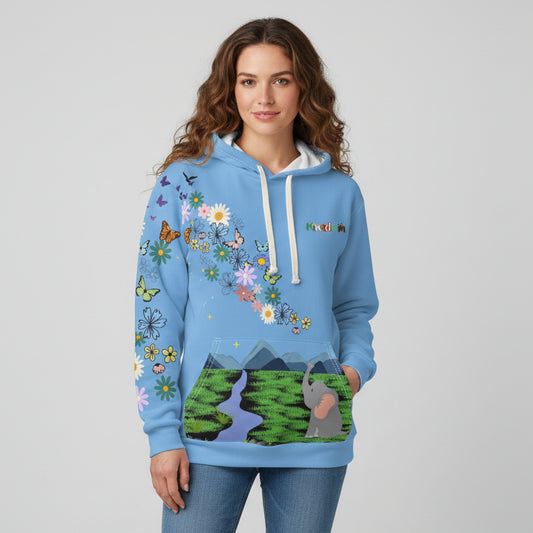 Elephant Floral Unisex Pullover Hoodie, Graphic Sweatshirt, Animal Lover Gift